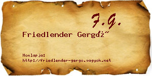 Friedlender Gergő névjegykártya
